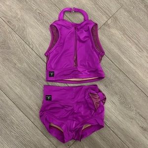 Kandi Kouture Dancewear, purple 2 piece set, size CXL